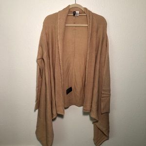 Tan Flowy Open front Long Sleeve Cardigan